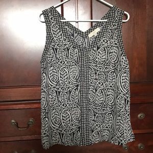 patterned black and cream tank top